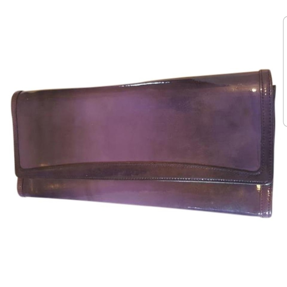 Purple patent leather clutch
